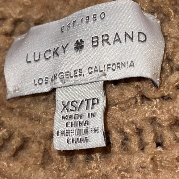 Lucky Brand acrylic/wool blend knit open tan sweater cardigan Sz XS - Picture 6 of 7